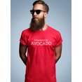 thumbnail image 2 of "Powered By Avocado" Cute Vegan Quote Men Red T-Shirt, Male Medium, 2 of 4