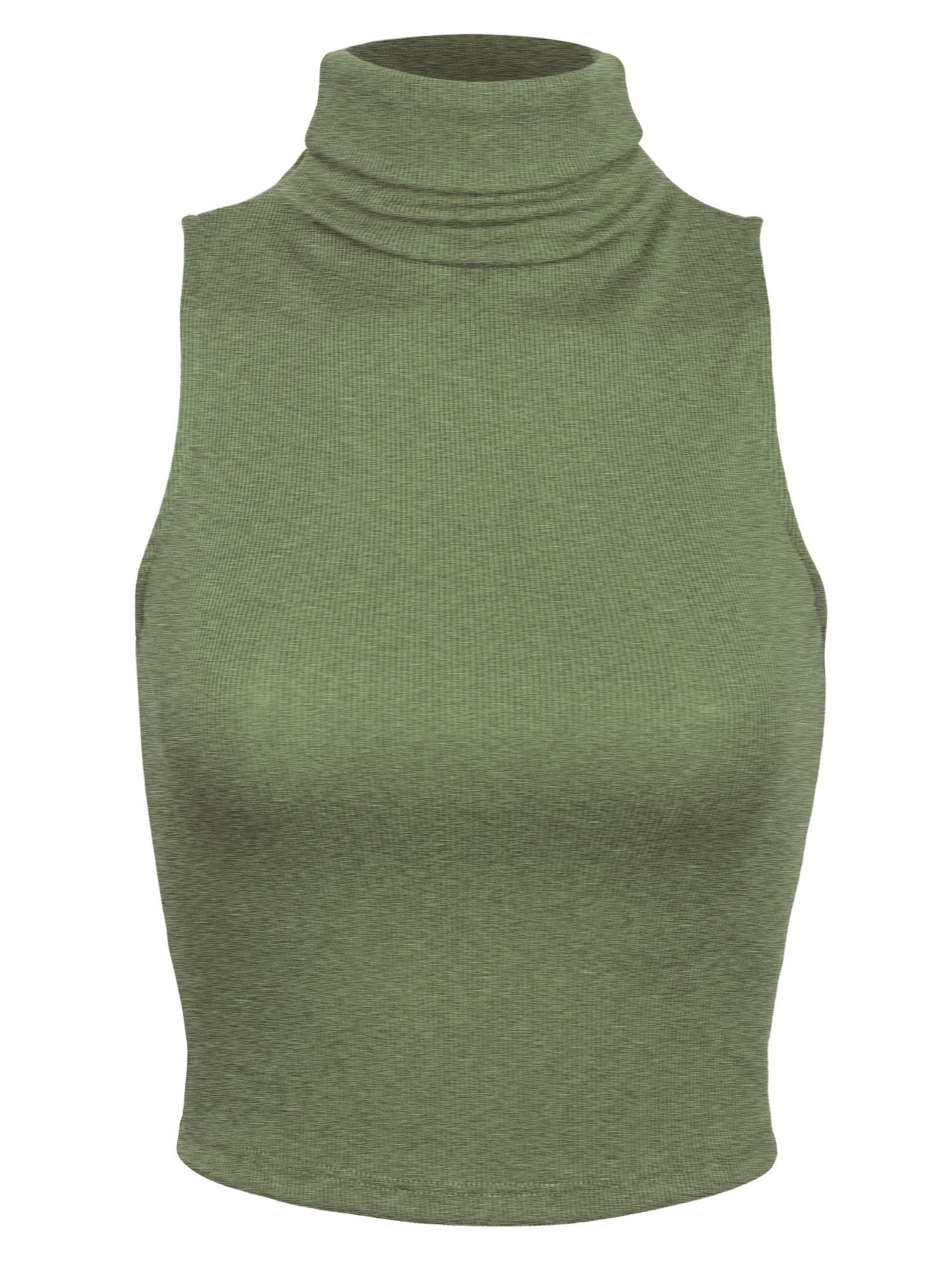 KOGMO KOGMO Womens Sleeveless Ribbed Turtleneck Crop Top Knit Made in