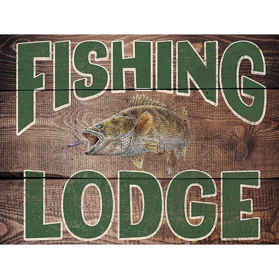 Retro Vintage Fishing Lodge Metal Tin Sign Home Bar Cafe Retaurant Wall Decor Signs 16x12inch