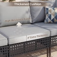 thumbnail image 4 of UDPATIO 7 Piece Wicker Patio Furniture Set, Outdoor Conversation Set， Sectional Sofa with Glass Coffee Table， Outdoor Sofa for Porch, Backyard, Black&Gray, 4 of 8