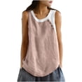 thumbnail image 6 of Aboser Retro Tank Tops for Women Plus Size Casual Sleeveless T Shirts Breathable Cotton Linen Shirt Loose Color Block Blouses Comfy Round Neck Tee Top, 6 of 7