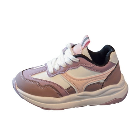 

Fashion All Seasons Children Spors Shoes For Boys And Girls Flat Bottom Lightweight Lace Up Contrast Color Comfortable Casual Style Slip on Girls