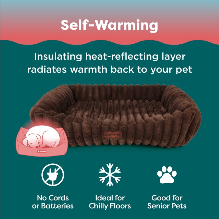 FurHaven Warming Cuddler Pet Bed, Brown, Medium photo 3