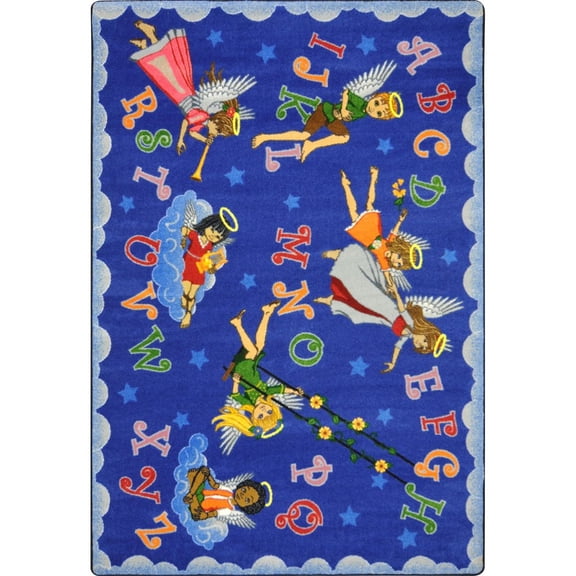 Joy Carpets Kid Essentials Angel Alphabet 7'8" x 10'9" Area Rug in Color Multi