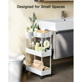 thumbnail image 2 of Slim Storage Cart with Wheels, Bathroom Cart Organizer Small, Rolling Cart for Bathroom, Laundry Room, Kitchen, Narrow Space, White PIUC04W, 7.08/''D X 15.7/''W X 25.2/''H, 2 of 7