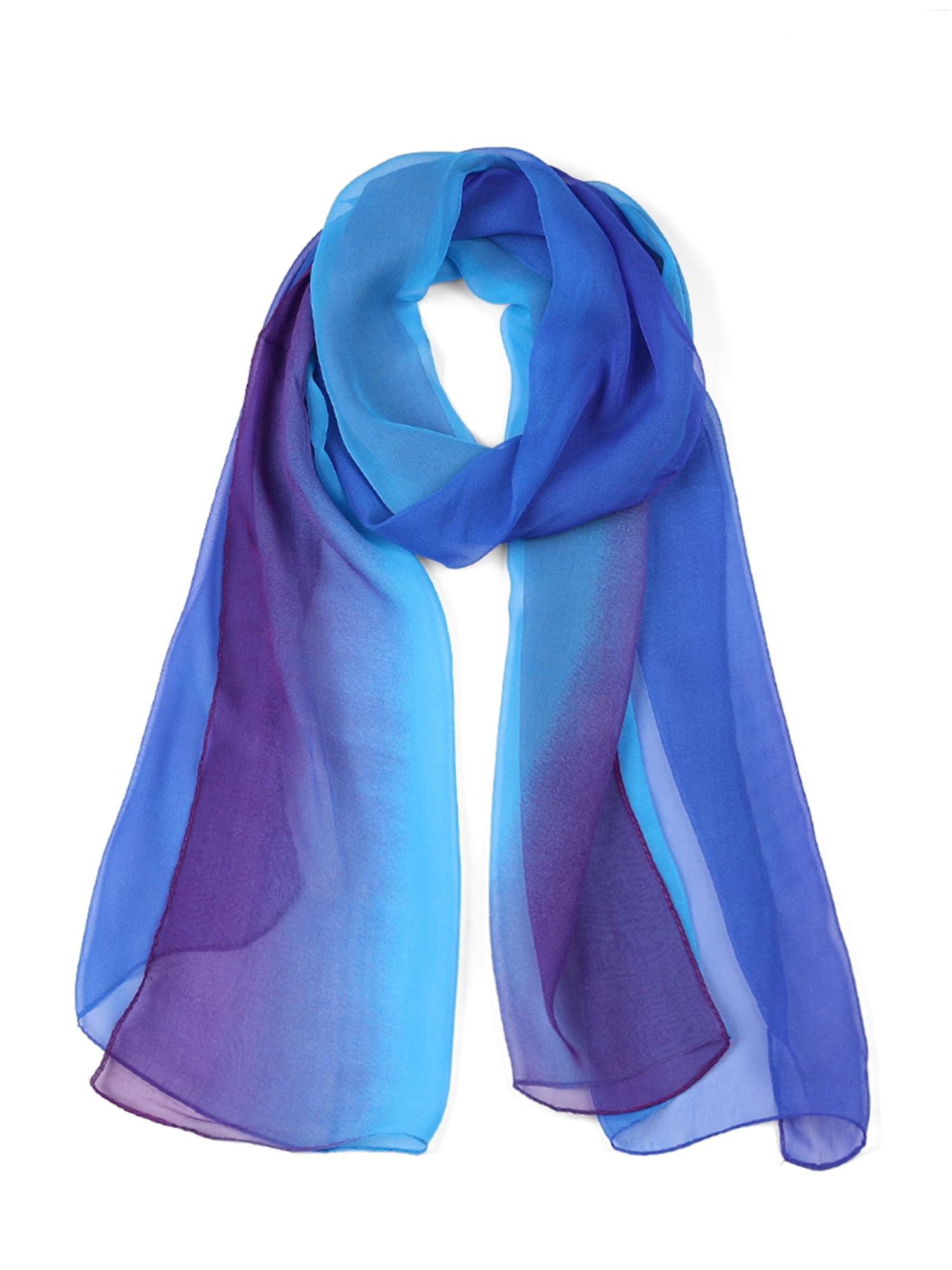 Unique Bargains Long Chiffon Scarf Gradient Color Scarf For Women