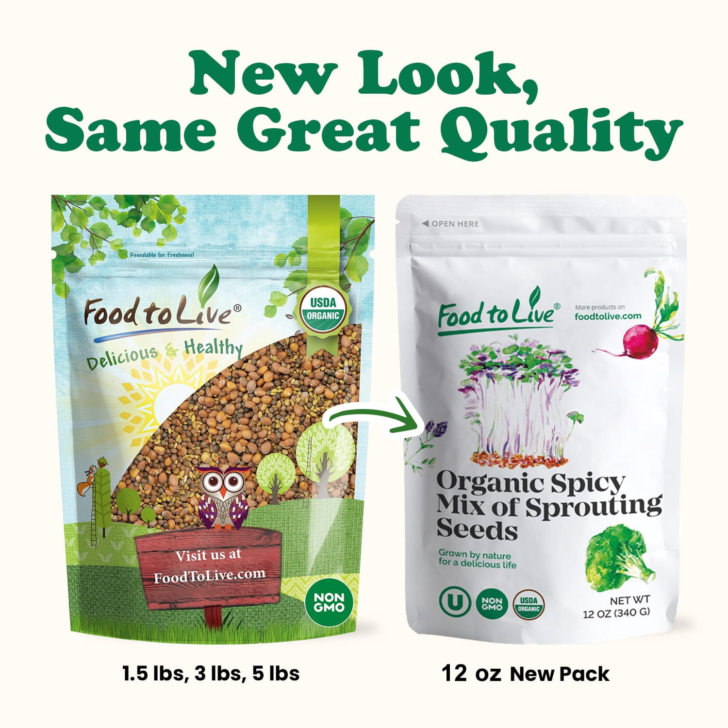 Organic Spicy Mix of Sprouting Seeds, 3 Pounds — Non-GMO, Raw, Vegan, Kosher, Sproutable — by Food to Live