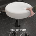 thumbnail image 4 of Tabouret de Salon Ajustable - Chaise Roulante en Cuir PU Blanc pour Beauté, Barbier, Massage et Tatouage - 16,5 Pouces x 16,5 Pouces - Pivotante et Roulettes, 4 of 7