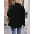 thumbnail image 6 of Women Corduroy Button up Shirt Solid Color Casual Long Sleeve Blouse Loose Work Tops with Pockets for Streetwear, 6 of 7