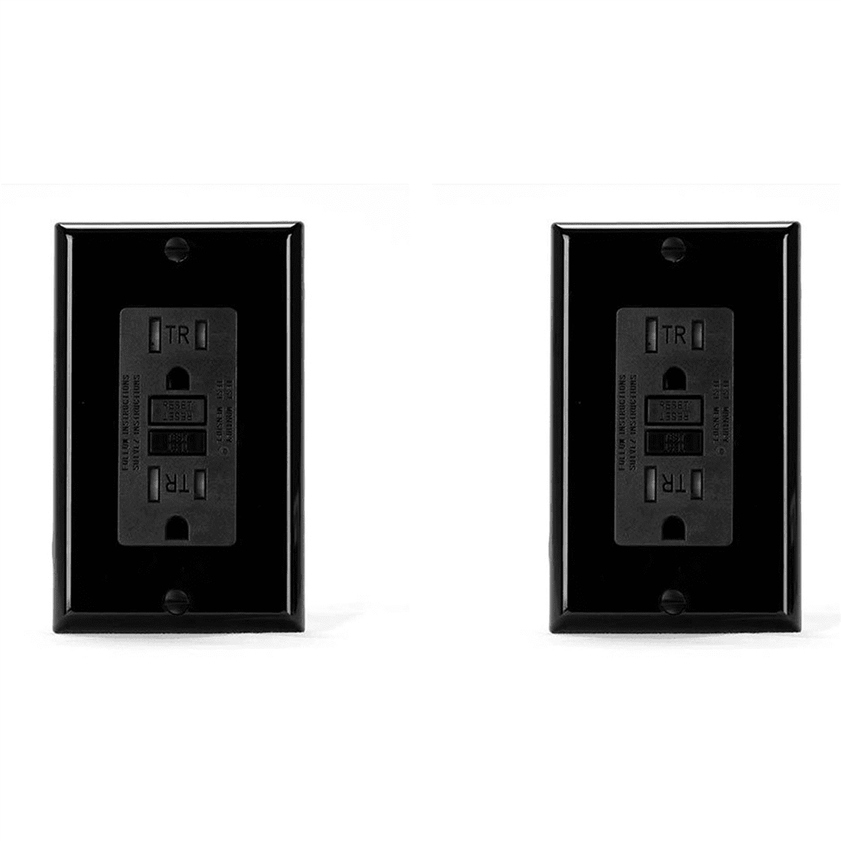 2X GFCI Outlet 15 Amp, Self-Test GFI Electrical Outlet, Tamper  GFCI Receptacle with Wall Plate Black