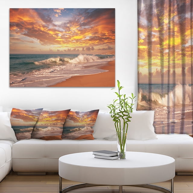 Waves under Colorful Clouds - Large Seashore Canvas Print