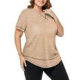 thumbnail image 3 of WellSize Womens Plus size Tops Curved Hem Summer Short Sleeve Shirts Loose Casual Tunic Tee, 3 of 8