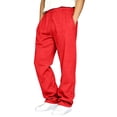 thumbnail image 2 of Garbnen Sweatpants for Men Baggy Workout Athletic Gym Mens Straight Leg Sweatpants Elastic Waist S-5xl Mens Trousers Lightweigh Fall Winter Lounge Pants for Men with Pocket Red 5XL, 2 of 8