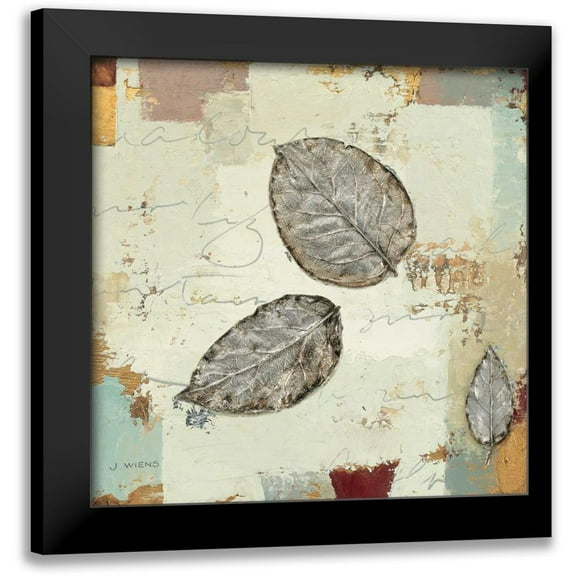 Wiens, James 12x12 Black Modern Framed Museum Art Print Titled - Silver Leaves IV