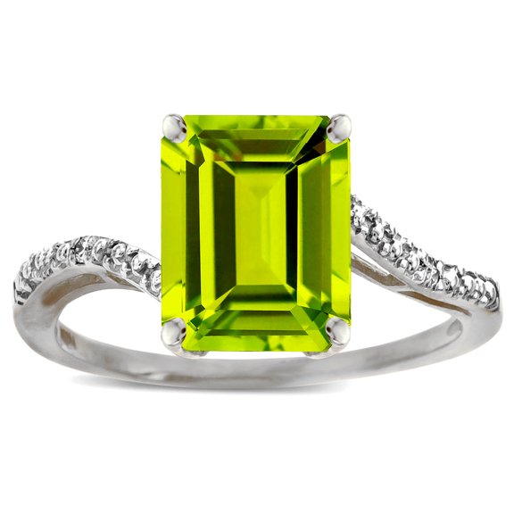 Star K � Octagon Emerald Cut Big Stone 10x8 Peridot Bypass solitaire ring