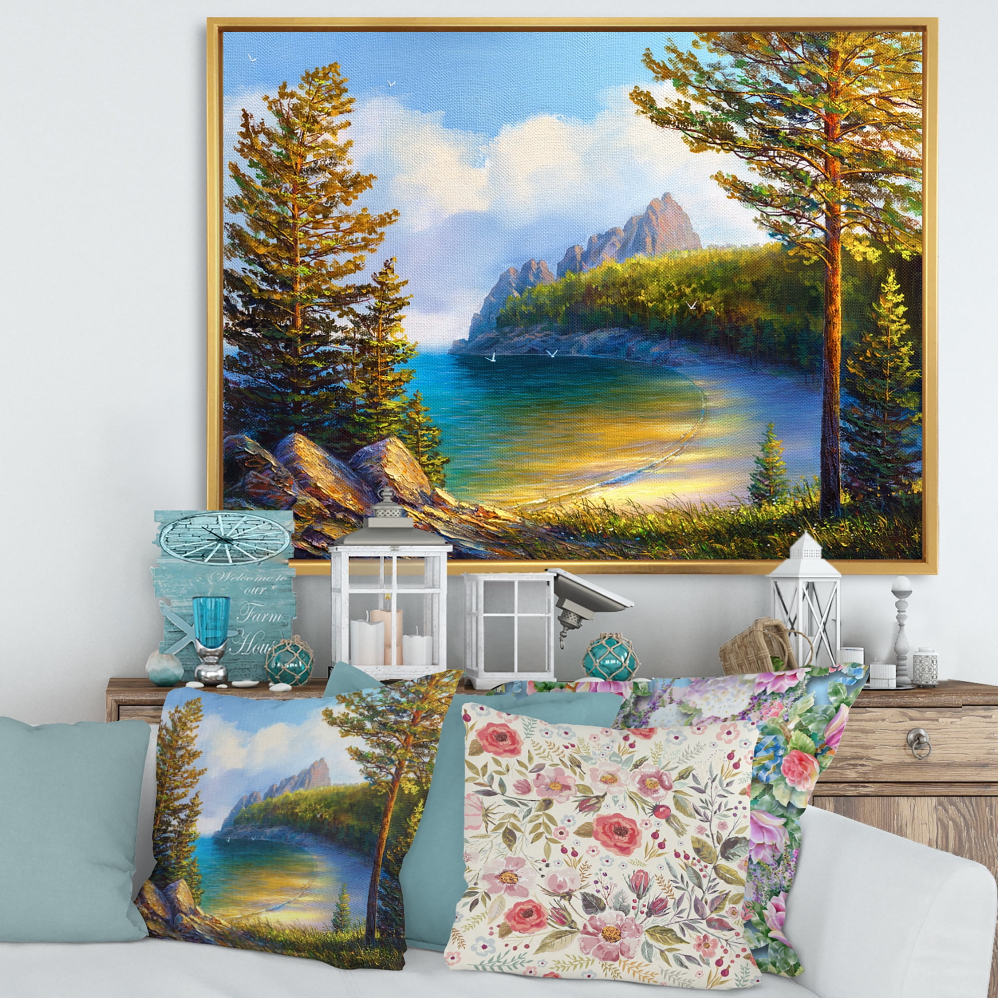 Designart 'Sunrise By The Wild Beach' Nautical & Coastal Framed Canvas Wall Art Print