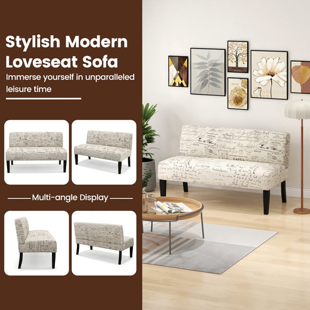 Finihen Loveseat Sofa, Armless Loveseat Sofa, Wooden Leg Armless Loveseat Sofa, for Living Room, Bedroom, Begie Finihen Loveseat Sofa, Armless Loveseat Sofa, Wooden Leg Armless Loveseat Sofa, for Living Room, Bedroom, Begie