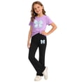 thumbnail image 4 of ZOYOEN Toddler Girls Outfits Set- Comfortable Soft Cute Shorts Sleeve T Shirts and Flare Pants Baby Summer Clothes Purple Size 5 T, 4 of 5