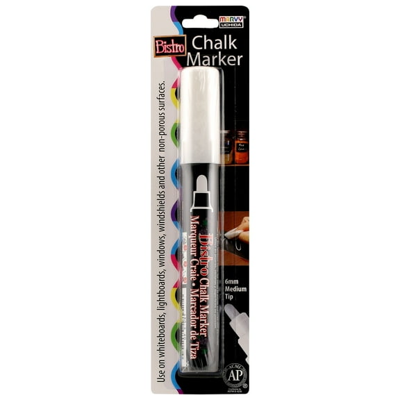 Marvy Uchida Bistro Chalk Marker, Broad Tip, White, 551740230