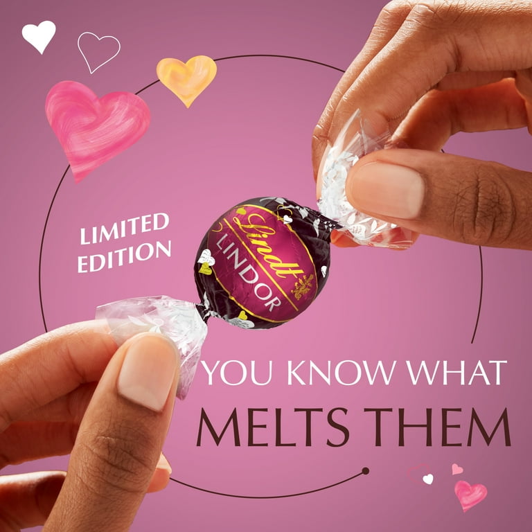 Lindt LINDOR Valentine's Dark Chocolate Truffles, Strawberry