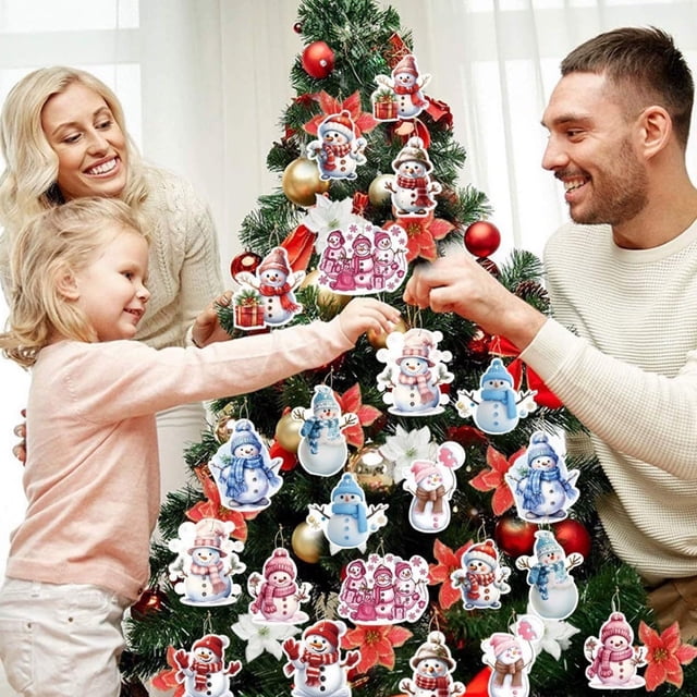 Christmas Tree Decorations 24 Pieces Snowman Christmas Tree Ornaments Cute Snowman Decorations Winter Christmas Party Decorations