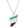 thumbnail image 2 of Syrians Map Charm Necklace Jewelry Stainless Steel Flag Pendant Clavicle Chain Traditional Ethnic Syrians Map Jewelry, 2 of 9