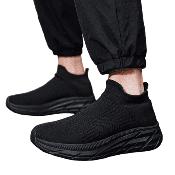 Domzle Mens Walking Shoes Hands Free Slip On Lightweight Breathable Sneakers Non Slip Comfortable for Work Travel Gym Casual Wear Black 43