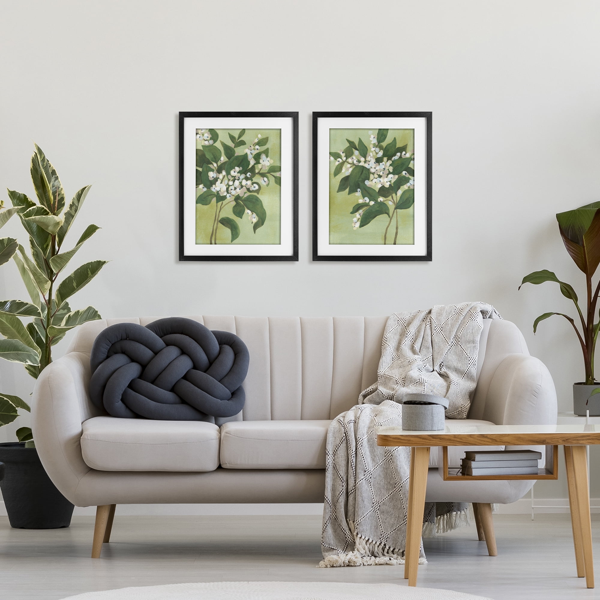 Stupell Industries Verdant Herb Blossoms 2 Piece Black Framed Print Under Glass Set, design by June Erica Vess
