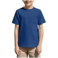 thumbnail image 2 of T-Shirts for Boys with Pocket Size 5-13 Short Sleeve Crew Neck Tees Teens Kids Casual Solid Color Pullover Basic Going-Out Tops, 2 of 8