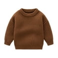 thumbnail image 1 of Toddler Baby Boys Girls Knit Sweater Solid Color Pullover Sweatshrit Warm Long Sleeve Fall Winter Tops, 1 of 5