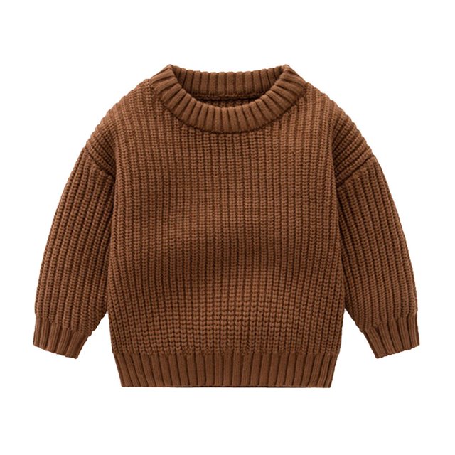 Toddler Baby Boys Girls Knit Sweater Solid Color Pullover Sweatshrit Warm Long Sleeve Fall Winter Tops