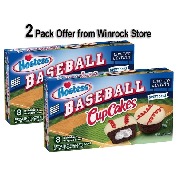 HOSTESS Baseball CupCakes Night Game, Limited Edition – 8 count, 12.7 oz (2 Pack)