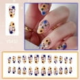 thumbnail image 2 of 24pcs Press On Nails Short Almond Thanksgiving False Nails Stick on Nails Manicure Fall Nails Art for Elegant Women, 2 of 8