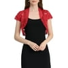 Allegra K Women's Elegant Short Sleeve Sheer Floral Lace Shrug Tops