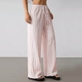 thumbnail image 2 of PNTUTB Summer Women's Wide-Leg Pants Fashionable Striped Pants Drawstring Waist Casual Pants Lightweight Breathable Loose Comfortable Pants, 2 of 7