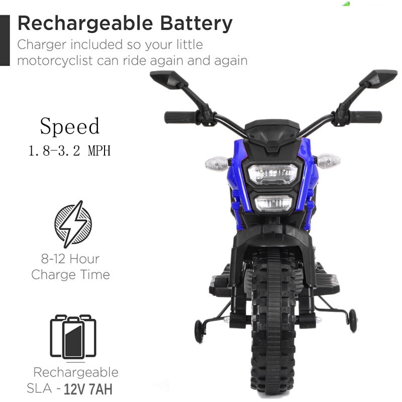 Electric MotorcycleFor Kids, Tamco 12V7AH Ride On Dirt Bike Toys, Gift For 3~6 Years Boys Girls With Training Wheels, Hand Racing/ Foot Brake/PU seat Goods Weight 40 LB