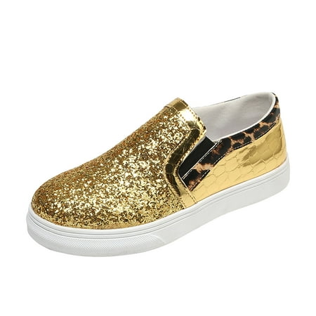 KELINFONG Low Top Slip ons Women s Fashion Sneakers Casual Flats Trendy Sequin Loafers Comfortable Walking Shoes