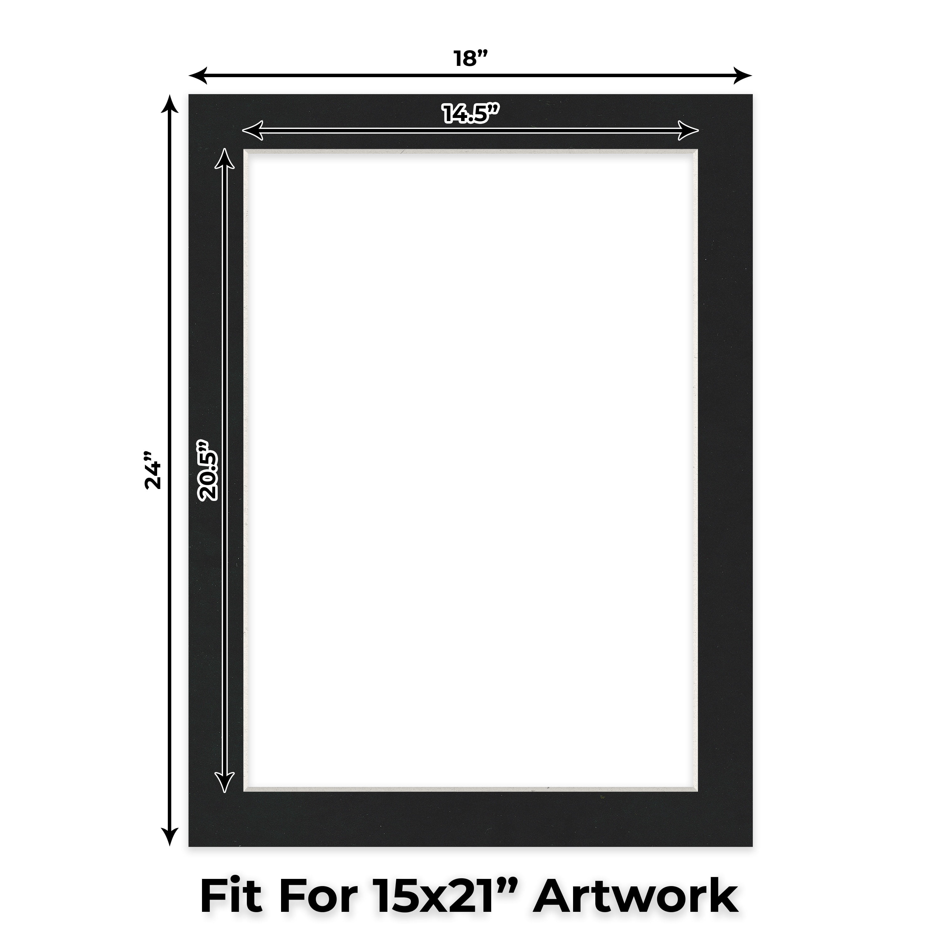 Black Suede Picture Frame Mat for 18x24 Frames - Fits 15x21 Photos - 1 Mat
