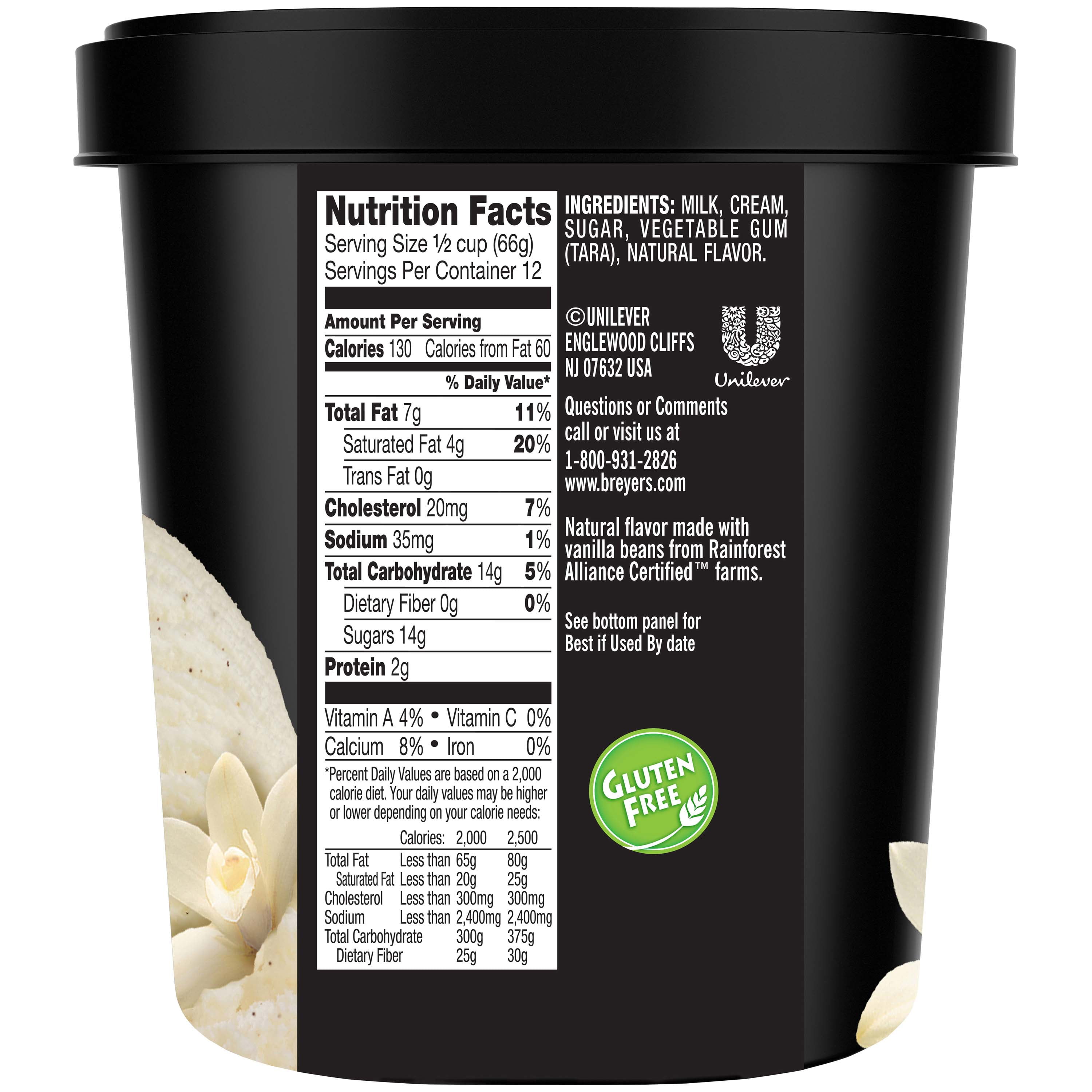 Breyers Ice Cream ingredients.