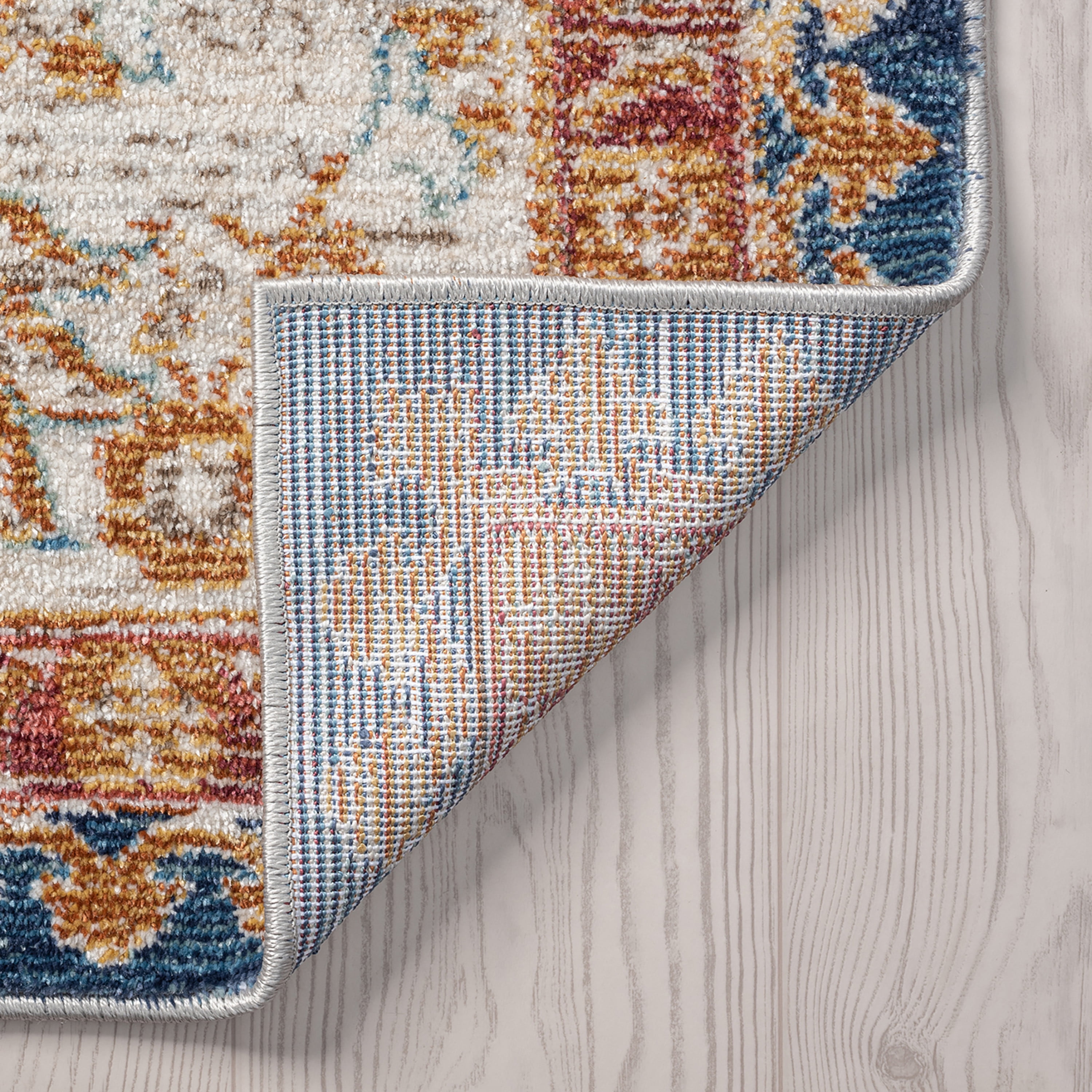 Traditional 8x10 Area Rug (7'11'' x 10'3'') Medallion Navy, Cream Living Room Easy to Clean