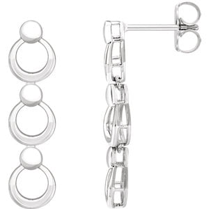 Jewels By Lux 14k White Gold Geometric Earrings with Backs