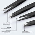 thumbnail image 2 of Tweezers for Eyebrows, 4-piece Slant Tip and Pointed Eyebrow Tweezer Set Great Precision for Eyebrows Facial Hair, Ingrown Hair, Splinter, Blackhead and Tick Remover (Black), 2 of 7