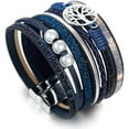 thumbnail image 2 of Tree of Life Leather Bracelets for Women.Colorful Multi-Layer Wrapped Wristband Bracelets for Women,Birthday Easter Basket Stuffers Jewelry Gifts for Teens Girls (Blue), 2 of 5