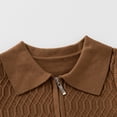 thumbnail image 6 of Boys Collared Half‑Zip Knit Pullover Sweater, Long Sleeve Textured Knitted Tops, Warm Kids Outfit for Fall Winter School and Daily Casual Occasions Brown 2-3T, 6 of 8