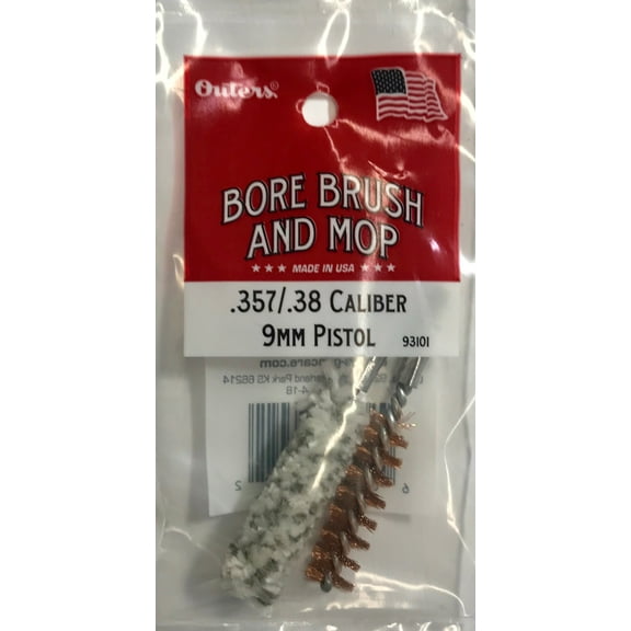 Outers 9mm Pistol Phosphor Bronze Brush & Cotton Mop Set, 0.357 & 0.38 Cal, 93101PDQ