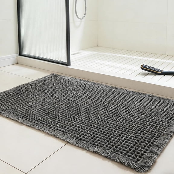 Knit Non Slip Bathroom Rug, 2026 Upgraded Boho Runner Rug, Woven Bathroom Mat, Super Absorbent Shower Mat Bathtub Mat(#B,17" × 24")