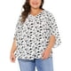 thumbnail image 1 of Blusa de gasa de mujer plus size Agnes Orinda, con cuello en V, manga 3/4, estilo casual de verano, talla 3X, color blanco, 1 of 5