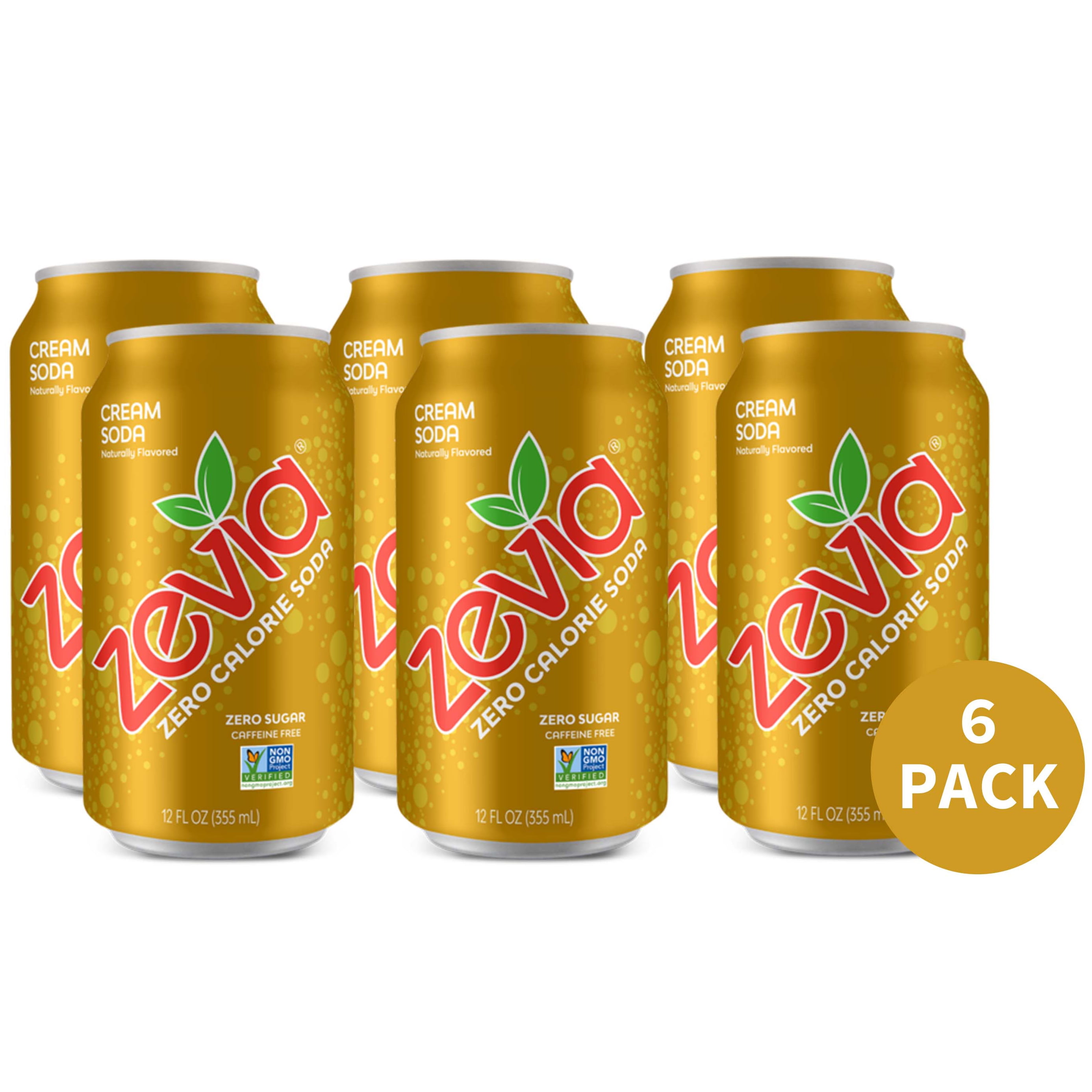Zevia Zero Calorie, CaffeineFree Cream Soda, 12 Fl Oz, 6 Pack Cans
