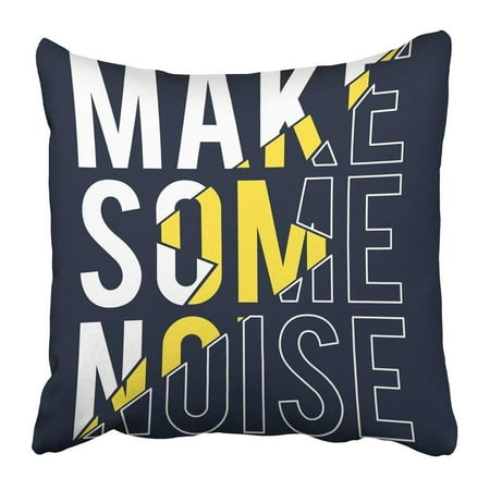 WOPOP Black Boy Make Some Noise Slogan White Tee Graphic Text Baby Band Cute Dinosaur Pillowcase Pillow Cushion Cover 16x16 inch