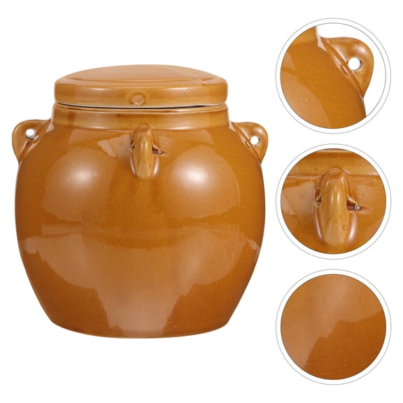 LEORX Ceramic Honey Pot Light Brown Excellent Sealing for Storage Use